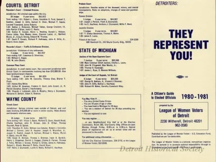 Brochure - Detroiters: They Represent You!  A Citizen's Guide to Elected Officials, 1980-1981