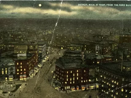 Postcard - Detroit, Mich. at Night, From the Ford Building