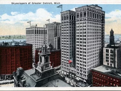 Postcard - Skyscrapers of Greater Detroit, Mich