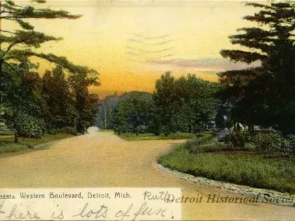 Postcard - Western Boulevard, Detroit, Mich.