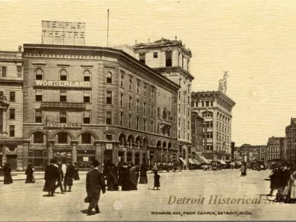 Postcard - Monroe Ave, From Campus, Detroit, Mich.