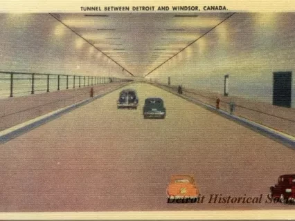 Postcard - Tunnel Between Detroit and Windsor, Canada.