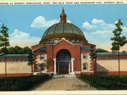 Postcard - Bird House at Detroit Zoological Park, Ten Mile Road and Woodward Ave., Detroit, Mich.