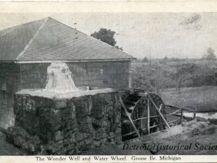 Postcard - The Wonder Well and Water Wheel. Grosse Ile. Michigan