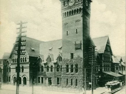 Postcard - Mich. Central R. R. Depot, Detroit, Mich.