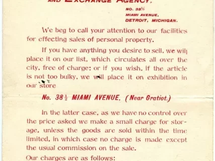 Advertisement - Detroit Sale and Exchange Agency