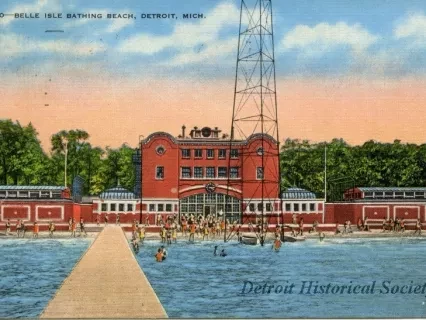Postcard - Belle Isle Bathing Beach, Detroit, Mich.