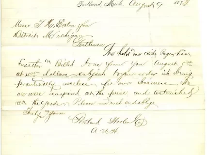 Letter - The Portland Woolen Company