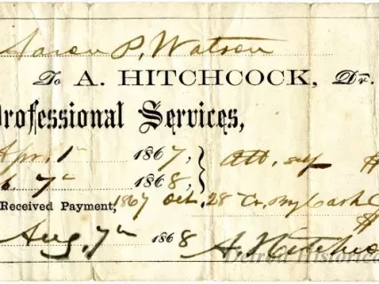 Receipt - A. Hitchcock, Dr.