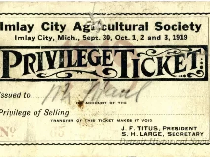Ticket - Imlay City Agricultural Society
Privilege Ticket