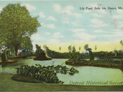 Postcard - Lily Pond, Belle Isle, Detroit, Mich.