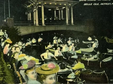 Postcard - Band Stand at Night, Belle Isle, Detroit, Mich.