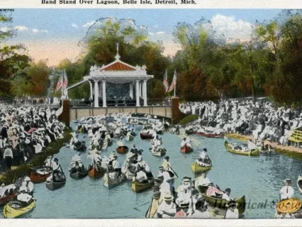 Postcard - Band Stand over Lagoon, Belle Isle, Detroit, Mich.