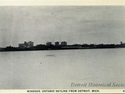 Postcard - Windsor, Ontario Skyline from Detroit, Mich.