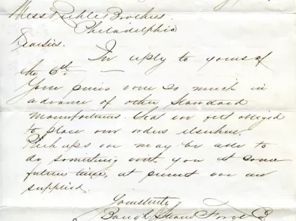 Letter - Baugh Steam Forge Company