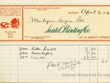 Bill-of-sale - Seidel Printing Company