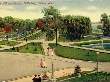 Postcard - Cedar Hill and Canals, Belle Isle, Detroit, Mich.