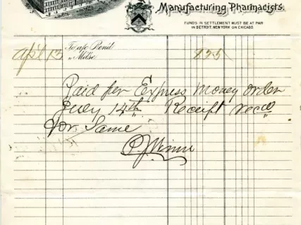 Statement, Monthly - Frederick Stearns & Co. Manufacturing Pharmacists