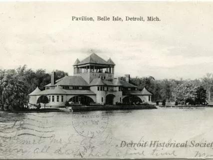 Postcard - Pavilion, Belle Isle, Detroit, Mich.