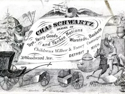 Card, Business - Chas. Schwartz,
Dealer in Toys, Fancy Goods, and Yankee Notions