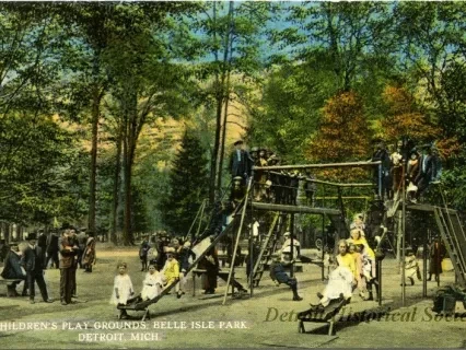 Postcard - Children's Play Grounds, Belle Isle Park, Detroit, Mich.