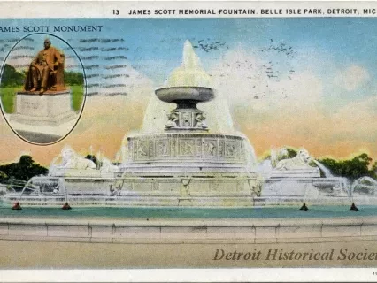 Postcard - James Scott Memorial Fountain, Belle Isle Park, Detroit, Mich.