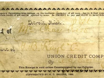 Receipt - Union Credit Company