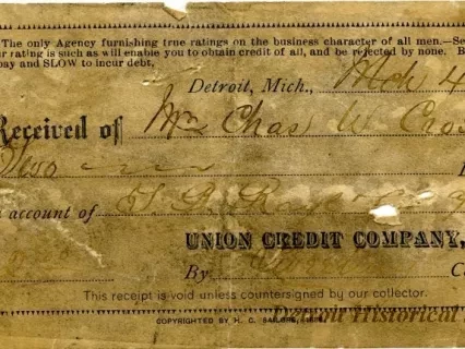 Receipt - Union Credit Company