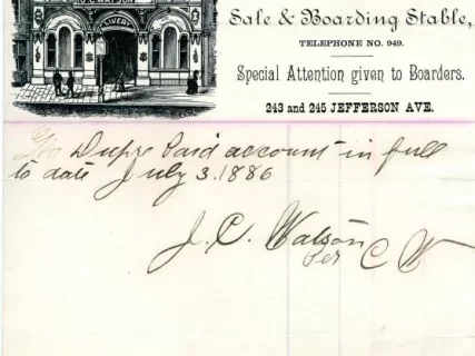 Receipt - James C. Watson Livery