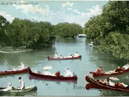 Postcard - Canal Belle Park, Detroit, Mich.
