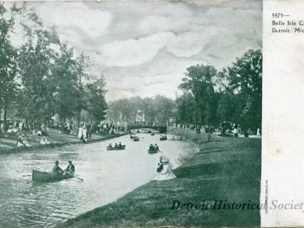 Postcard - Belle Isle Canal, Detroit, Mich.