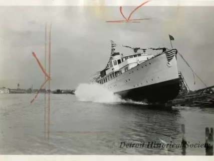 Print, Photographic - Launching Charles F. Kettering's boat the OLIVE K.