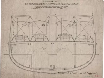 Drawing, Technical - Crossection of
Toledo, Ann Arbor & North Michigan Railroad
Car Ferry Steamers No. 1 & No. 2