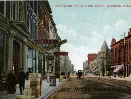 Postcard - Sandwich St. Looking West. Windsor, Canada.