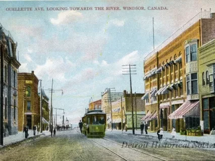 Postcard - Ouellette Ave., Looking Towards the River, Windsor, Canada.