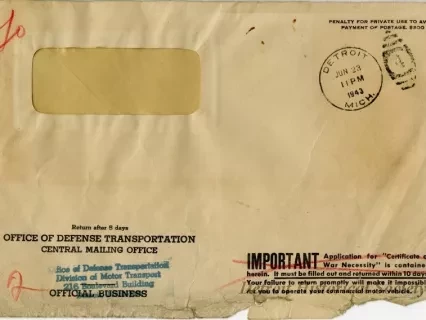 Envelope - Office of Defense Transportation
Central Mailing Office