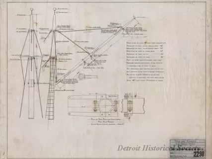 Drawing, Technical - Spar and Rigging, Tug Frank Perry
