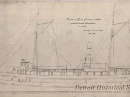 Drawing, Technical - Elevation Plan of Steamers 59 & 60 for
Flint & Pere Marquette Railroad Company