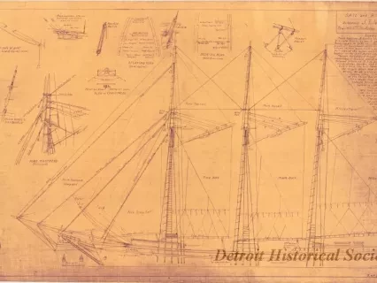 Blueprint - Sail and Rigging Plan,
Schooner J. T. Wing