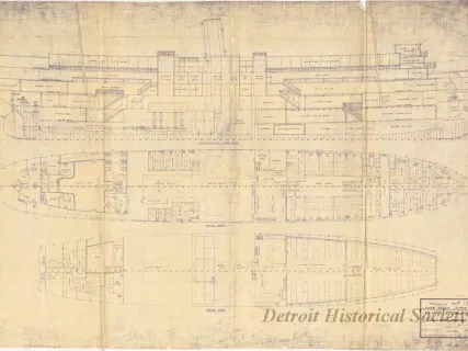 Blueprint - Hull No. 133,
Lower Decks Joiner Plans and Longitudinal Section
