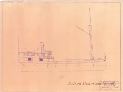 Blueprint - Wooden Steam Barge, H. Houghten