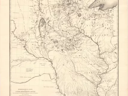 Map - Hydrological Basin of the Upper Mississippi River 
From Astronomical and Barometrical Observations, Surveys, and Information
