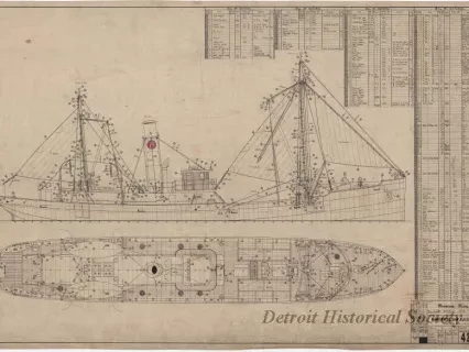 Drawing, Technical - Rigging Plan
[for trawler, Foam]