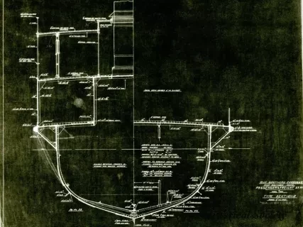 Drawing, Technical - Passenger & Freight Stmr.,
Hull #104, Type Sections