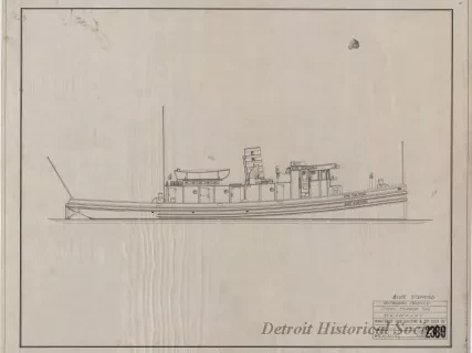 Drawing, Technical - Alice Stafford, Outboard Profile,
Steel Harbor Tug, 78' 6" x 22' 0" x 12' 9"