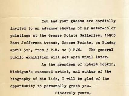 Letter - Arthur Hopkin Gibson Letter