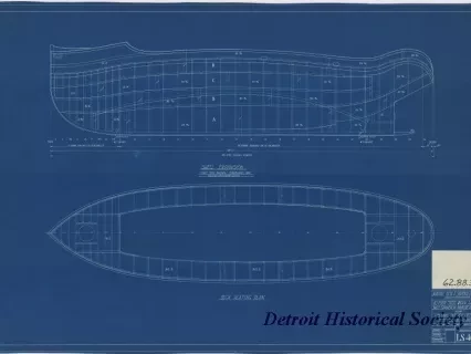 Blueprint - 40 Foot Steel Work Launch,
Shell Expansion: Main Deck Plating
for U. S. Lake Survey Office, Detroit, Michigan
