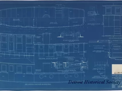 Blueprint - 40 Foot Steel Work Launch, 
House Details for 
U. S. Lake Survey Office, Detroit, Michigan