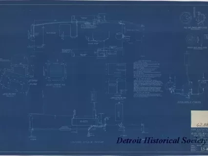 Blueprint - 40 Foot Steel Work Launch, 
Piping-Wiring Plan 
for U. S. Lake Survey Office, Detroit, Michigan