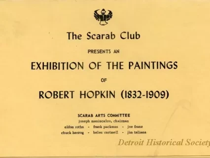 Program - The Scarab Club presents an Exhibition of the Paintings of Robert Hopkin (1832-1909)